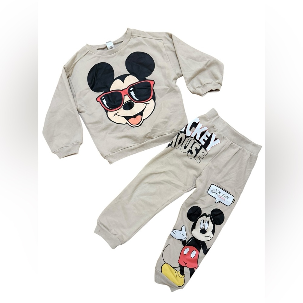 Disney Kids Matching Set - Tan with Black and Red Mickey Design